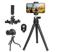 ZUZUXI Trípode flexible para teléfonos y cámara, mini trípode para teléfono con control remoto y soporte para teléfono para grabación de video, compatible con iPhone GoPro Insta360 X5 DJI Osmo Pocket