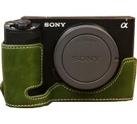 ZV-E1 Funda, Zakao PU Cuero Media Apertura Inferior Versión Holster Funda para Cámara con Correa de Mano Funda Protectora Funda para Sony ZV-E1 ZVE1, verde A, Estuche de belleza