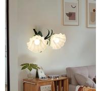 ZVALIEVYE Apliques de Pared Vintage con Pantalla de Cristal con Flores Verdes, Apliques de Latón con Iluminación Vertical, Lámpara de Tocador Moderna, Lámpara de Pared para Mesita de Noche, Dormitorio