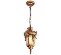 ZVALIEVYE Lámpara Colgante de Techo con Forma de Farol, Iluminación de Color Dorado, Estilo Victoria, Resistente Alua, de Aluminio, para Exteriores, Clásica, Medieval, Retro, Ip65, para Patio, Jardín,