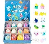 ZVD 12 Piezas Bola de BañO para NiñO, Pelota de BañO con Juguetes, Juguetes para Tierra y Mar, Bolas de Sal de Gaseosas Set de Regalo para NiñOs y NiñAs, Halloween, Navidad (Océano)