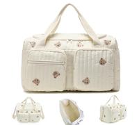 ZVD Bolso de Maternidad Grande para Hospital Mamá, Bolso Cambiador para Cochecito para Mamá, Bolso para Hospital de Mamá de Algodón con Bordado, Portátil y Ligero para Viajes, Camping, Hogar, Compras