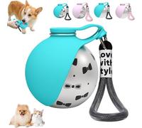 ZVD Botella de Agua para Perros a Prueba de Fugas, Botella de Agua 2 en 1 para Mascotas, PortáTil para Caminar, Ideal para Perros y Gatos, Senderismo y Actividades Al Aire Libre (Azul Estampado)