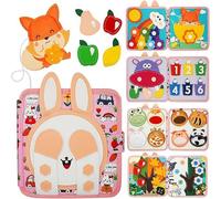 ZVD Libro Montessori 1 año - 20 en 1 Busy Board de Actividad, Juguetes Educativos Juguete Sensoriales, Libro Interactivo Juguetes Montessori para Niños 1 2 3 4 5 años (Conejo)