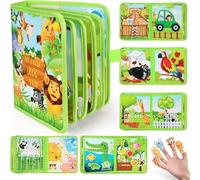 ZVD Libro Montessori 1 año - 20 en 1 Busy Board de Actividad, Juguetes Educativos Juguete Sensoriales, Libro Interactivo Juguetes Montessori para Niños 1 2 3 4 5 años (Leones y cebras)