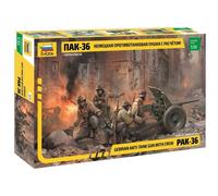 Antitanque Aleman Pak 36 Con Crew 1 :3 5 Plástico Modelo Kit 3610 Zvezda