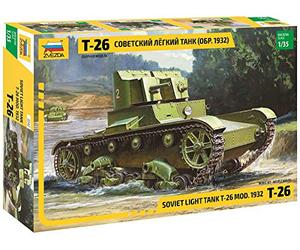 Zvezda 500783542 500783542-1:35 T-26 Mod'32 Light Sov.Infantry Tank, Kit de construcción de maqueta de plástico para Principiantes, detallado, Color Verde Oliva
