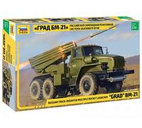 Zvezda 500783655 500783655-1:35 BM-21 Grados Rocket Launcher - Maqueta de maqueta de plástico para principiantes, color verde oliva