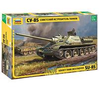 Zvezda 500783690 Vehículo 500783690 - 1:35 SU-85 Soviet Self Propelled Gun, Kit de Montaje de plástico para Principiantes, Color Caqui