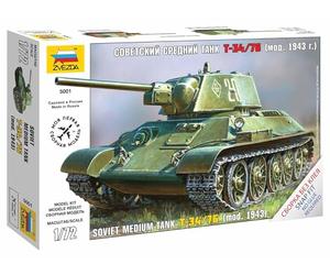 Zvezda 500785001 - Maqueta de Tanque Ruso T34/76 Snap-Fit de la Segunda Guerra Mundial (Escala 1:72)