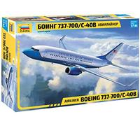 Zvezda 500787027 500787027-1:144 Boeing 737-700 / C-40 - Maqueta de montaje de plástico para principiantes, color blanco y azul