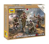 Zvezda -6287-US 81mm Mortar w/Crew, Escala 1/72, Plastic Model Kit, ZS6287