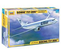 Zvezda- Fahrzeug 500787019-1:144 Boeing 737-800, maqueta, construcción de Modelos, Hobby, Manualidades, Kit de plástico, Color Plateado (7019)