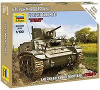 Zvezda Model Kit - US Light Tank M3A1 Stuart - 1:100 Escala