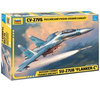 Zvezda- Sukhoi SU-27 UB Flanker-C 500787294-Sukhoi, maqueta, construcción de Modelos, aficiones, Manualidades, Kit de plástico, Color Plateado, Small (7294)