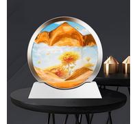 ZVfsdgSDFG arte con arena, Cuadro de arte c/arena en movimiento 3D, redondo, cristal(I,White frame)