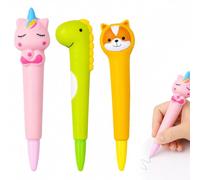 ZVKACT 3 Bolígrafos de Gel Anti-Estrés - Tinta Negra, Super Suaves - Perfectos para Relajarse, Concentrarse y Escribir -para Escuela y Oficina - Diseños: Dinosaurio, Perro & Unicornio