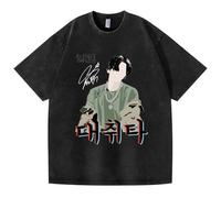 ZVKVLDE Camiseta De Algodón Lavada En Negro AgustD-2, Camisetas con Soporte, Camisas For Hombres Y Mujeres(Black-d,4XL)