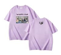 ZVKVLDE Color Fuera DE LA LÍNEA Camisetas Camisas De Algodón Cartel Gráfico For Hombres Y Mujeres(Purple,XL)