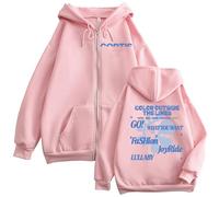 ZVKVLDE Color Outside The Line Sudadera con Capucha Álbum Sudadera Gráfica Cremallera Unisex con Capucha(Pink,M)