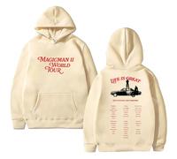 ZVKVLDE MAGICMAN2 Sudadera con Capucha WORLDTOUR 2025-2026 Soporte Gráfico Sudaderas For Hombres Y Mujeres(Beige Thicked,4XL)