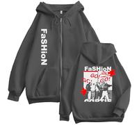 ZVKVLDE Sudadera con Capucha De Moda con Estampado De Álbum Y Cremallera Unisex con Capucha(Dark Gray,L)