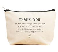 ZVMIS Colleague Boss Coworker Appreciate - Regalo de agradecimiento - Regalos de Navidad - Bolsa de maquillaje, bolsa de cosméticos, estuche de viaje, Beige, 9.5 ″ L x 7″H x 2.7″ W, 91-thank You for