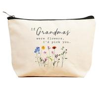 ZVMIS If Were Flowers, I'd Pick You-Thank You, regalos de cumpleaños, Año Nuevo, Acción de Gracias, Navidad para mujeres, bolsa de maquillaje, bolsa de cosméticos, estuche de viaje, Beige, 9.5 ″ L x