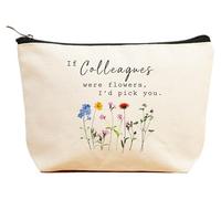 ZVMIS If Were Flowers, I'd Pick You-Thank You, regalos de cumpleaños, Año Nuevo, Acción de Gracias, Navidad para mujeres, bolsa de maquillaje, bolsa de cosméticos, estuche de viaje, Beige, 9.5 ″ L x