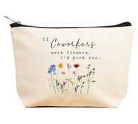 ZVMIS If Were Flowers, I'd Pick You-Thank You, regalos de cumpleaños, Año Nuevo, Acción de Gracias, Navidad para mujeres, bolsa de maquillaje, bolsa de cosméticos, estuche de viaje, Beige, 9.5 ″ L x