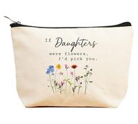 ZVMIS If Were Flowers, I'd Pick You-Thank You, regalos de cumpleaños, Año Nuevo, Acción de Gracias, Navidad para mujeres, bolsa de maquillaje, bolsa de cosméticos, estuche de viaje, Beige, 9.5 ″ L x