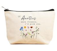 ZVMIS If Were Flowers, I'd Pick You-Thank You, regalos de cumpleaños, Año Nuevo, Acción de Gracias, Navidad para mujeres, bolsa de maquillaje, bolsa de cosméticos, estuche de viaje, Beige, 9.5 ″ L x