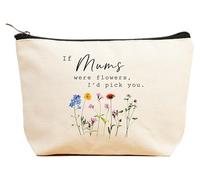 ZVMIS If Were Flowers, I'd Pick You-Thank You, regalos de cumpleaños, Año Nuevo, Acción de Gracias, Navidad para mujeres, bolsa de maquillaje, bolsa de cosméticos, estuche de viaje, Beige, 9.5 ″ L x