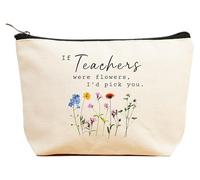 ZVMIS If Were Flowers, I'd Pick You-Thank You, regalos de cumpleaños, Año Nuevo, Acción de Gracias, Navidad para mujeres, bolsa de maquillaje, bolsa de cosméticos, estuche de viaje, Beige, 9.5 ″ L x