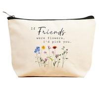 ZVMIS If Were Flowers, I'd Pick You-Thank You, regalos de cumpleaños, Año Nuevo, Acción de Gracias, Navidad para mujeres, bolsa de maquillaje, bolsa de cosméticos, estuche de viaje, Beige, 9.5 ″ L x