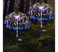 ZVO Luz Solar Fuegos Artificiales, 2pcs 120 LED Luces Solares al Aire Libre, 2 Modos Lámparas Solares Impermeable Decoración Solar Exterior para Camino de Jardin Patio Balcón (Multicolor)