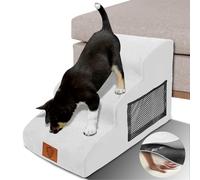 Zvonema Escalera para Perros de 3 Escalones, Esponja, Blancas, para Perros Pequeños y Gatos, con Funda Lavable y Fondo Antideslizante, 60 x 40 x 40 cm