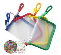 ZVRSUA Carpeta A5 Organizadora - Juego de 4 Fundas Plásticas con Cremallera, Asas de Felpa y Stickers DIY - Multicolor para Escuela, Oficina y Organización de Documentos