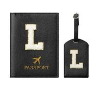 ZVRSUA Funda de Pasaporte y Etiqueta de Equipaje Juego con Parche Letras, Funda Pasaporte Personalizada, Accesorio de Equipaje Personalizado, Regalo, Muy Lindo para Mujeres, Adolescentes y Niñas,