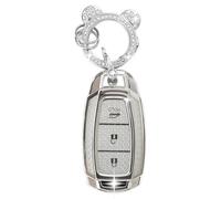 ZVRSUA Funda para Llaves de Coche con Llavero, Cubierta Funda Protectora para Llave de Coche Compatible para Hyundai i10 i30 ix25 ix35 IG Santa Fe Kona Elantra Grandeur Solaris Palisade Tucson (Plata)