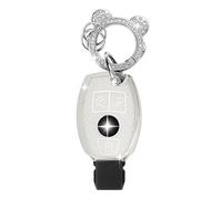 ZVRSUA Funda para Llaves de Coche con Llavero, Cubierta Funda Protectora para Llave de Coche Compatible para Mercedes Benz AMG C E M S CLS CLA GLK GLA GLC GLE (Plata)