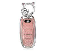 ZVRSUA Funda para Llaves de Coche con Llavero, Cubierta Funda Protectora para Llave de Coche Compatible para Audi A1 A2 A3 A4 A5 A6 A7 A8 A4L A6L A8L Q5 Q7 Q8 R8 RS4 RS5 RS6 S4 S5 S6 SQ5 TT (Rosa)