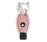 ZVRSUA Funda para Llaves de Coche con Llavero, Cubierta Funda Protectora para Llave de Coche Compatible para Mercedes Benz AMG C E M S CLS CLA GLK GLA GLC GLE (Rosa)