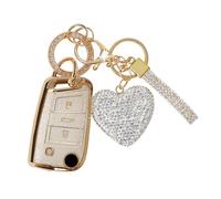 ZVRSUA Funda para Llaves de Coche con Llavero Diamantes de Imitación Brillantes, Compatible con VW Golf 7 Mk7 Polo Jetta Tiguan Touran Seat Leon Fabia Ibiza (Plata)