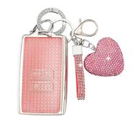 ZVRSUA Funda para Llaves de Coche con Llavero Diamantes de Imitación Brillantes, Cubierta Funda Protectora para Llave de Coche Compatible para Renault Koleos Kadjar Megane Captur Espace (Rosa)