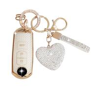 ZVRSUA Funda Protectora para Llaves de Coche con Llavero de Diamantes de Imitación Brillantes - Compatible con Mazda 3/5/6/MX5/RX8/CX-5/CX-7/CX-9/BT50/MX-5 ，Smart Key，2/3Botones (Plata)