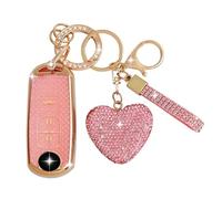 ZVRSUA Funda Protectora para Llaves de Coche con Llavero de Diamantes de Imitación Brillantes - Compatible con Mazda 3/5/6/MX5/RX8/CX-5/CX-7/CX-9/BT50/MX-5 ，Smart Key，2/3Botones (Rosa)