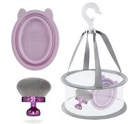 ZVRSUA Juego de pinceles autobronceadores con red de secado y almohadilla de limpieza de silicona, brochas de maquillaje Kabuki, cepillo autobronceador extragrande, aplicador para rostro y cuerpo