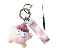 ZVRSUA Llavero Mujer con Muñeco y Hebilla Desmontable, Llavero Coche/Moto de Cuero PU con Diseño Ajedrez, Colgante Decorativo para Bolsos y Llaves (Rosa)