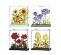 ZvveIIa Bloques de construcción Flower in A Box-DIY para adultos, bonsái de rosa eterna con vitrina, decoración del hogar y la oficina, bricolaje relajante para adultos, kit de modelo de arquitectura